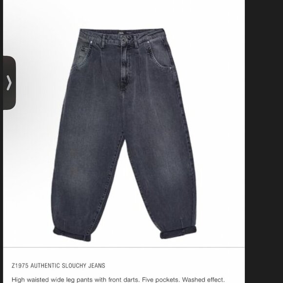 ZARA 1975 AUTHENTIC SLOUCHY JEANS Size 34(US 2) NEW WITH TAG! - Picture 2 of 5